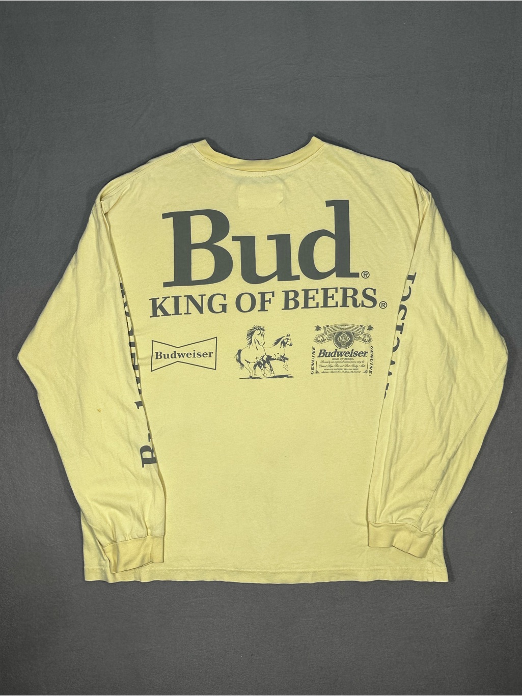Budweiser X Pacsun Men’s L Yellow Long Sleeve Graphic T-Shirt King Of Beers